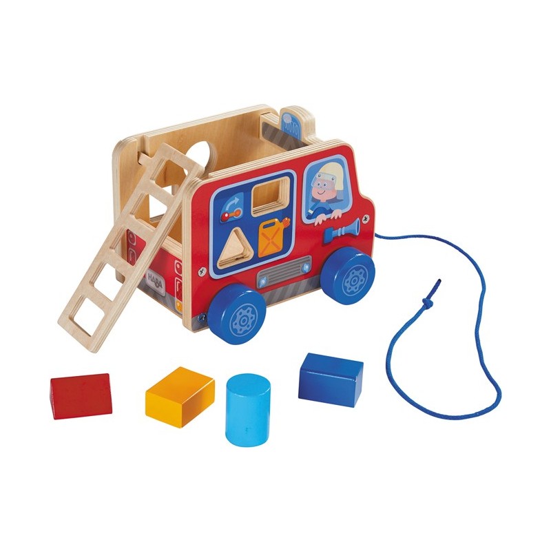 Figurine à tirer camion de pompier 304317 Haba