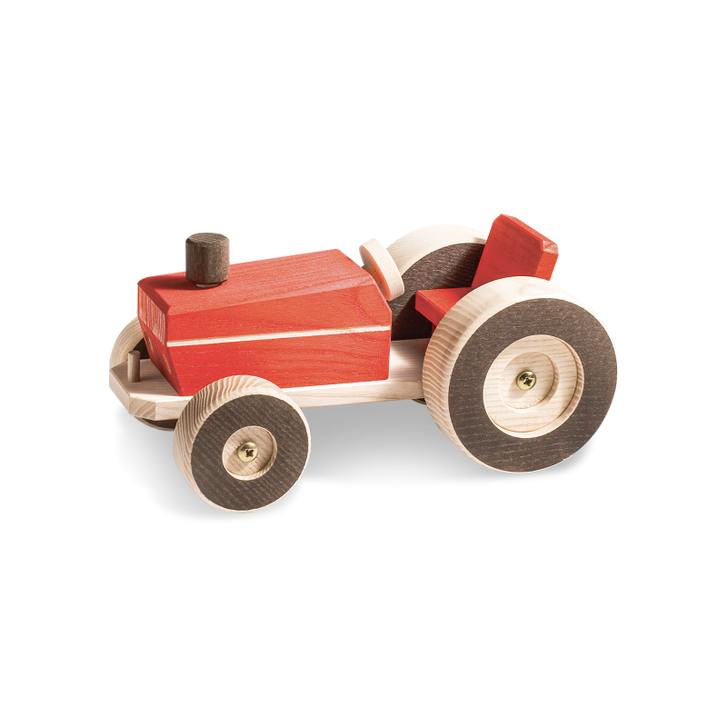 Tracteur en bois rouge 737 Atelier Passage