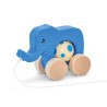 Eléphant à tirer en bois bleu 432-03 Atelier Passage