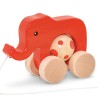 Elephant rouge en bois à tirer 432-01 Atelier Passage