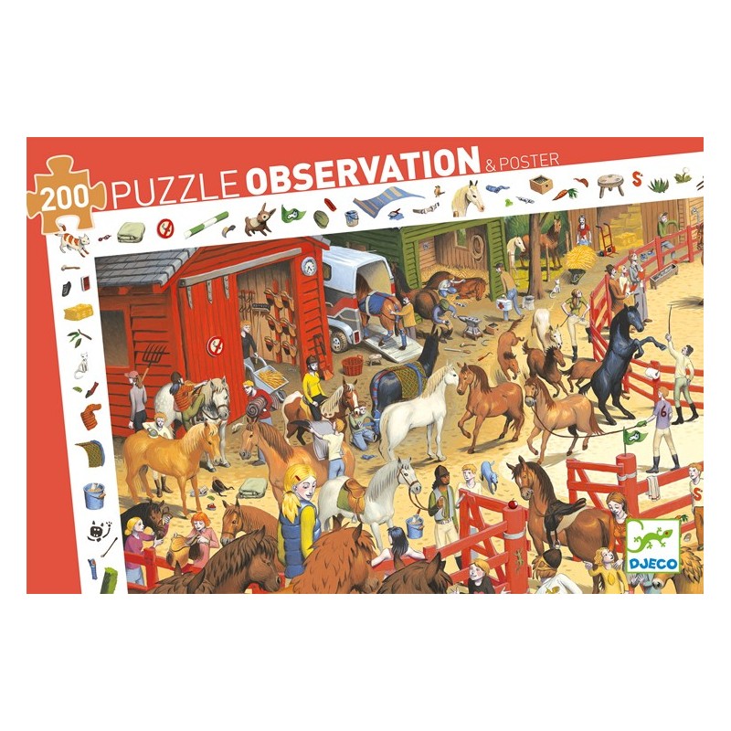 Puzzle 200 pièces observation Equitation 07454 Djeco