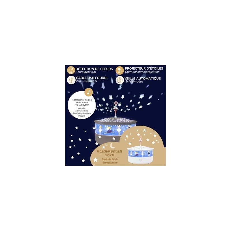 Musique et Veilleuse & Projecteur d'étoile Ballerine 9011 Trousselier