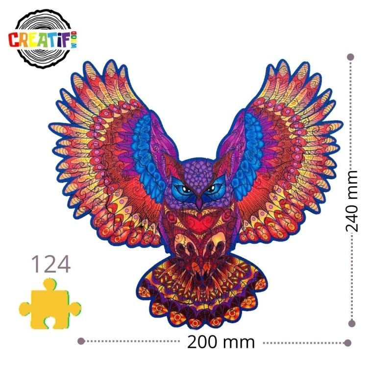 Puzzle en bois 124 pièces La Chouette Somptueuse PC006 Creatif Wood
