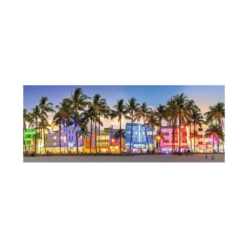 Puzzle 1000 pièces Lueur Nocturne sur Ocean Drive 12001710 Panorama Ravensburger