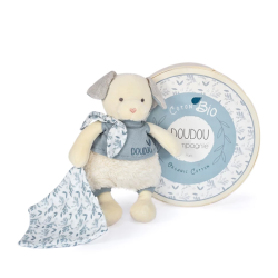 Peluche Chien cotton Bio avec Doudou bleu 3964 Doudou et Compagnie