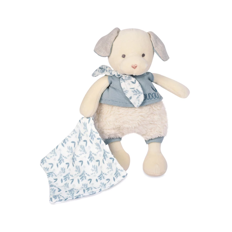 Peluche Chien cotton Bio avec Doudou bleu 3964 Doudou et Compagnie