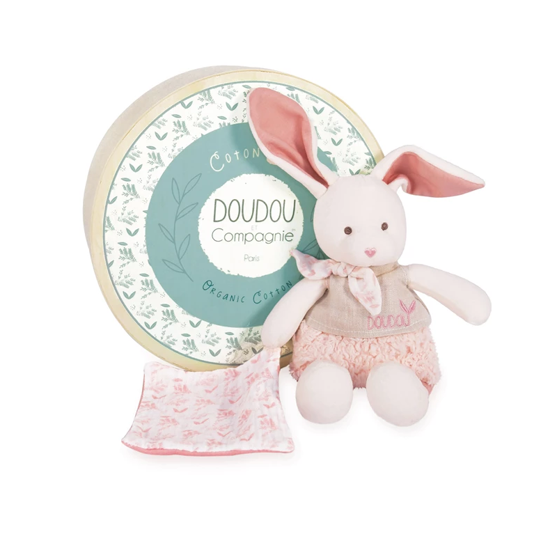 Peluche Lapin cotton Bio avec Doudou rose 3961 Doudou et Compagnie