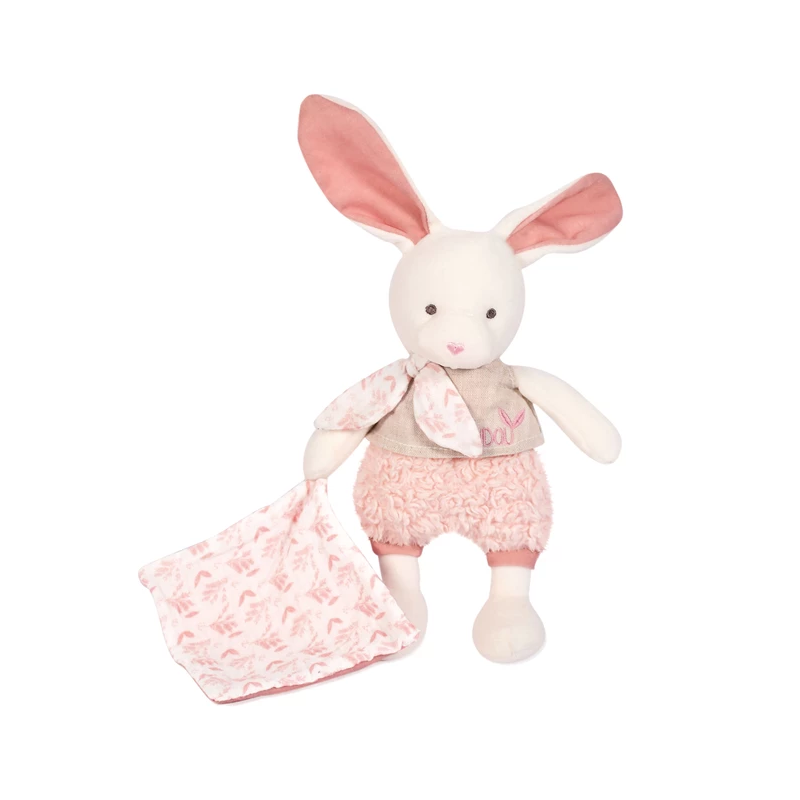 Peluche Lapin cotton Bio avec Doudou rose 3961 Doudou et Compagnie