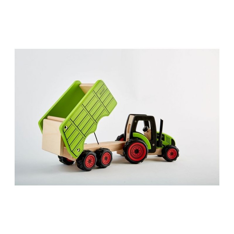 Tracteur en bois avec Remorque P3153 Pintoy