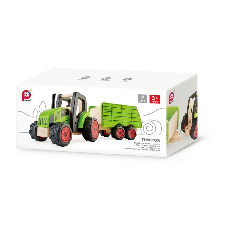 Tracteur en bois avec Remorque P3153 Pintoy
